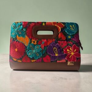 Colorful Floral Embroidered Clutch